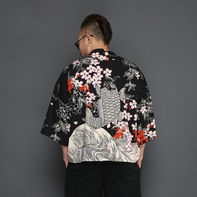 Men’s Kimono Jacket With Koi Fish