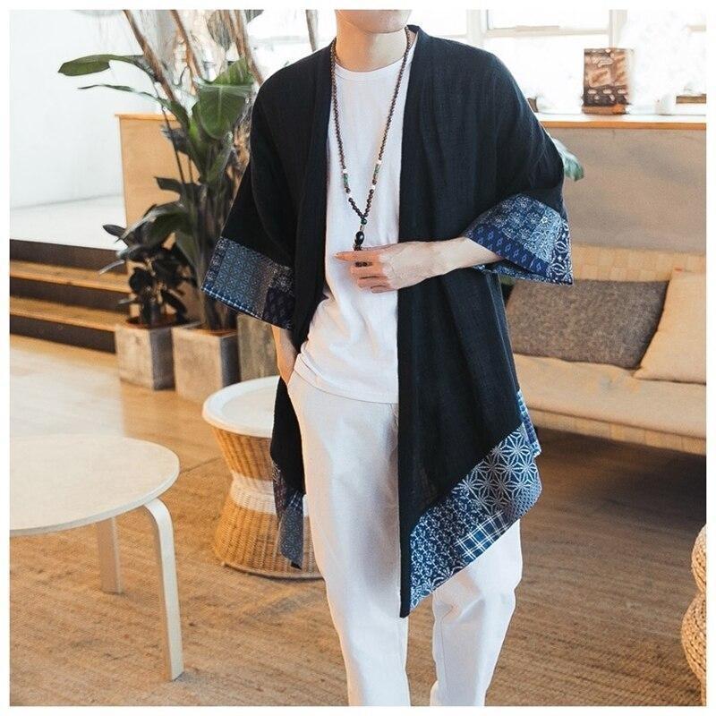 Men’s Long Kimono Jacket - Japanese Pattern