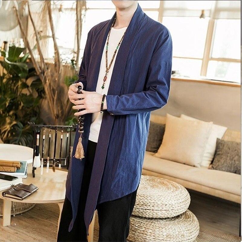 Men’s Long Kimono Jacket - Tannaru Blue / M