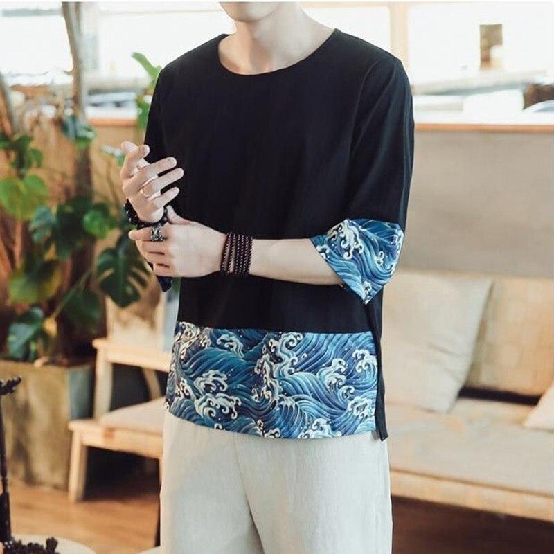 Mens Shirt With Japanese Waves