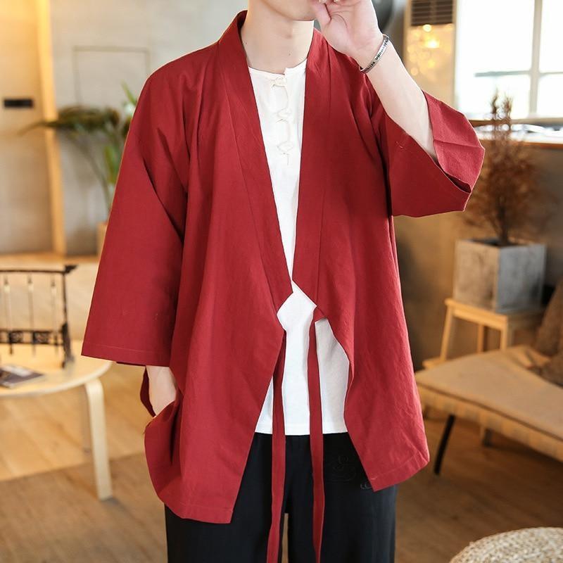 Mens Short Kimono Red / M