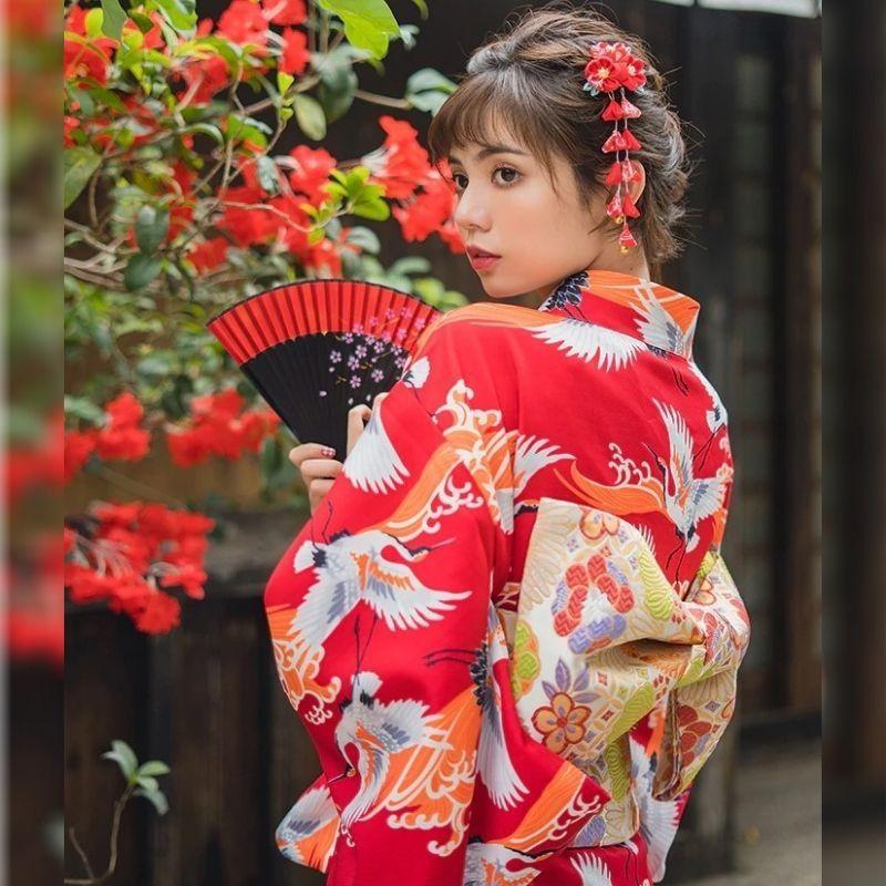 Red Kimono Robe For Women