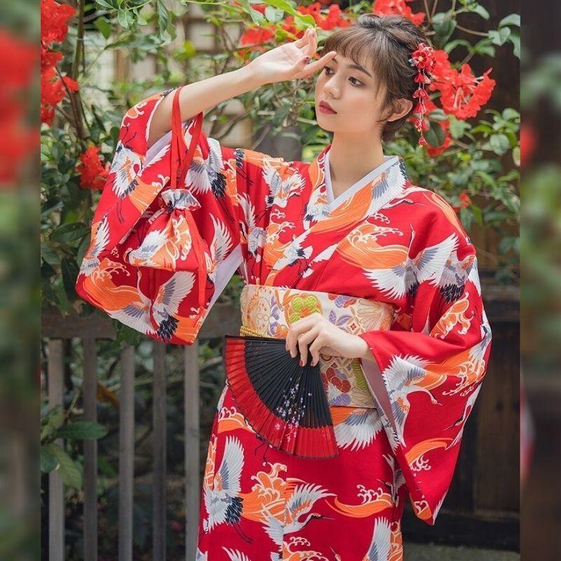 Red Kimono Robe For Women