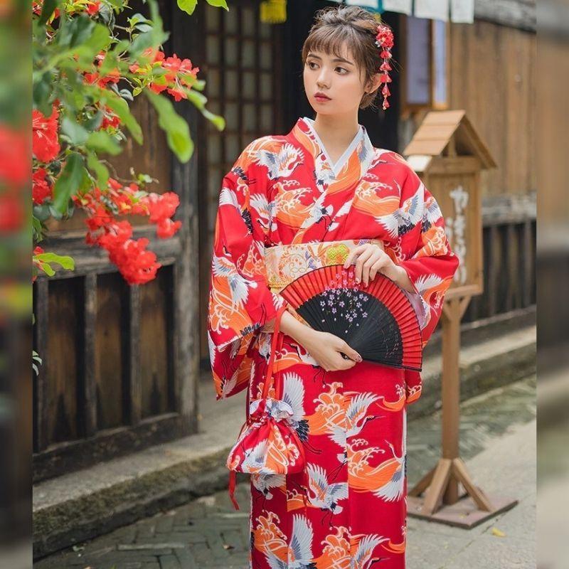 Red Kimono Robe For Women