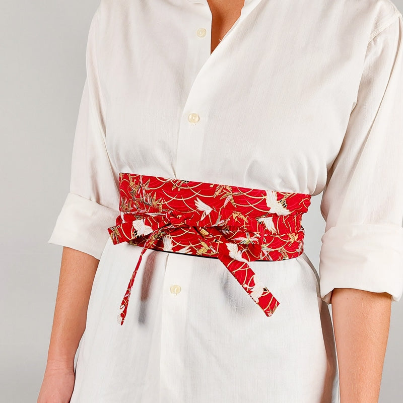 Red Obi Belt Tsuru | Japan Avenue