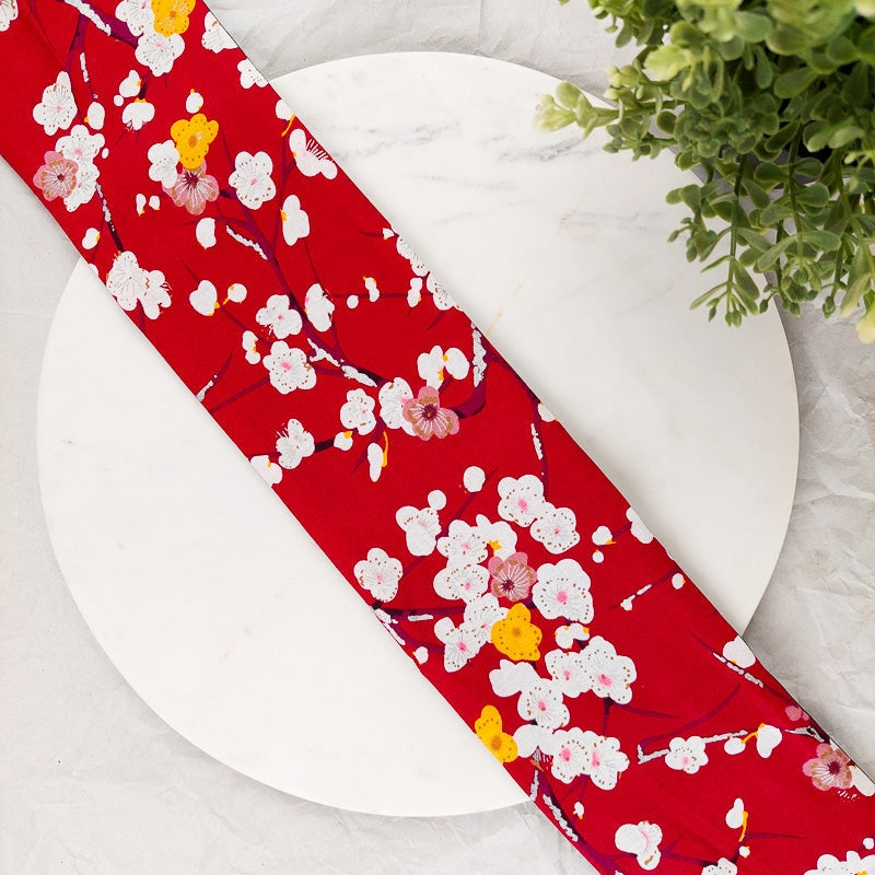 Red Plum Blossom Obi Belt