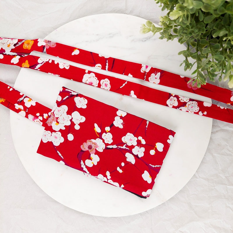 Red Plum Blossom Obi Belt