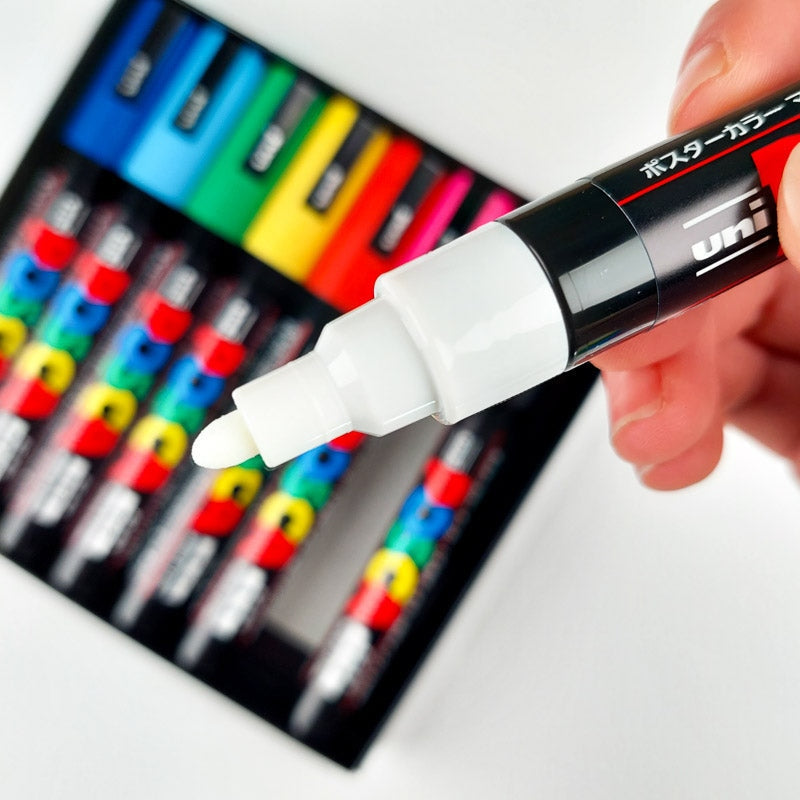 Uni-posca Paint Marker Pen SUPECIAL SET (c-set) Mitsubishi Pencil Poster  Color Marking Pens Medium Point 15 Colours (PC-5M15C), Gold & Silver