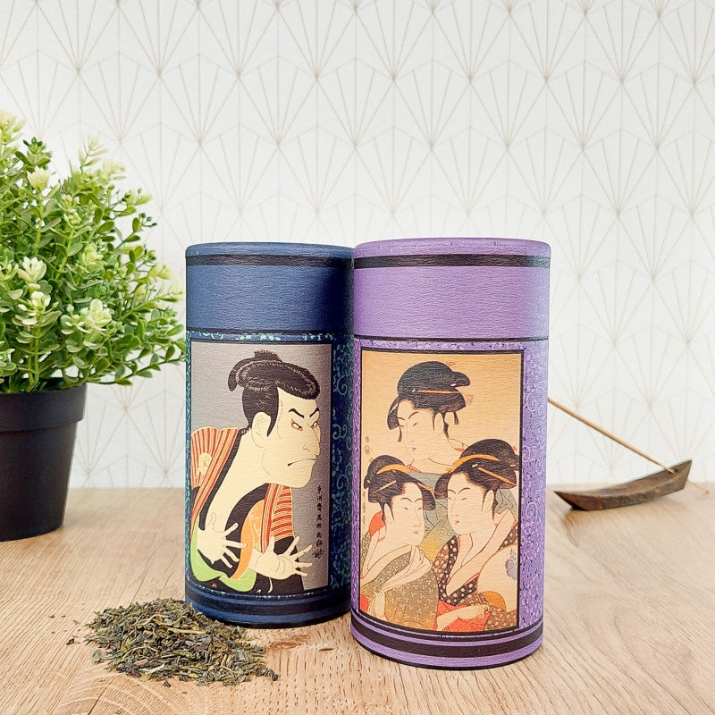 Set of 2 Japanese Printed Tea Caddies