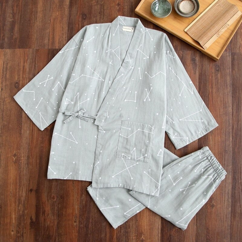 Traditional Japanese Pajamas for Women Grey / M