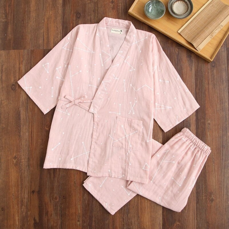 Traditional Japanese Pajamas for Women Pink / M
