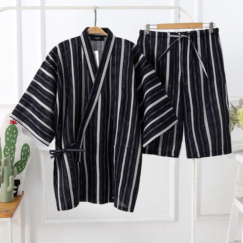 Traditional Men’s Jinbei Black/White Striped / M