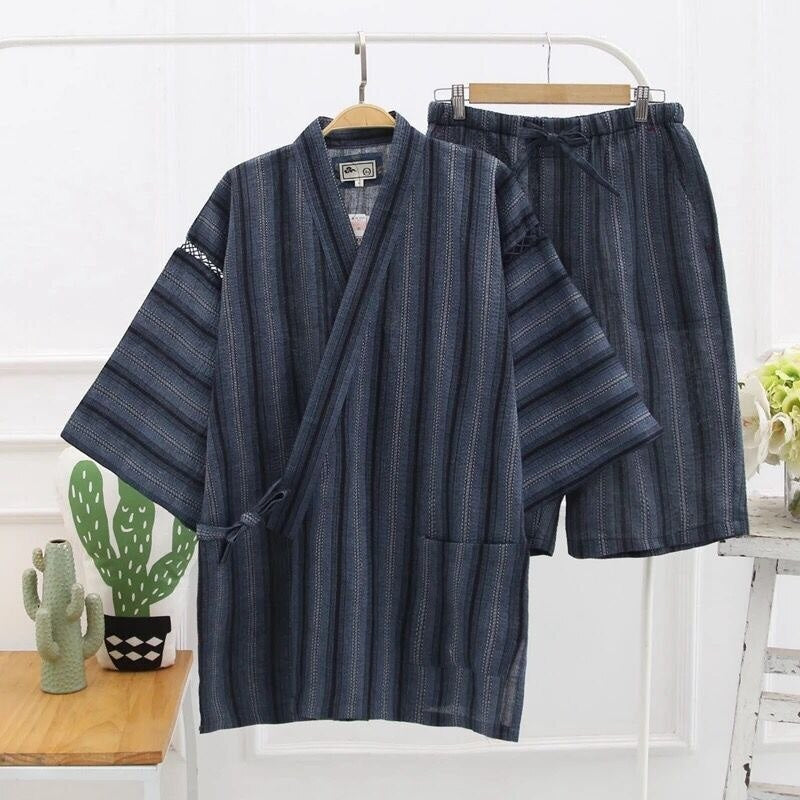 Traditional Men’s Jinbei Dark Grey Striped / M