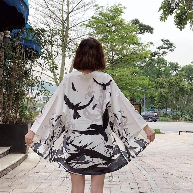 Womens Black And White Kimono One Size