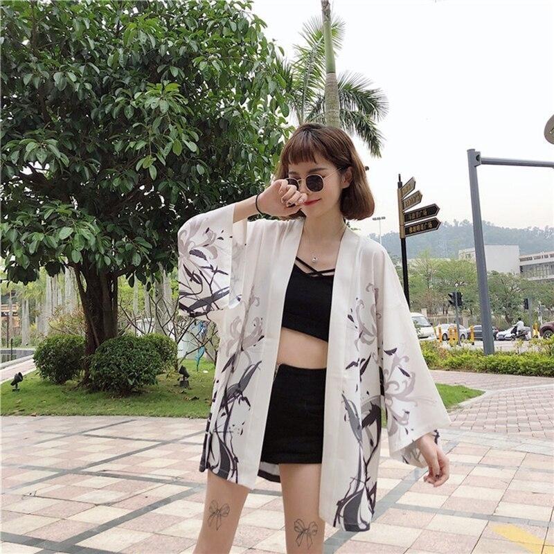 Womens Black And White Kimono One Size