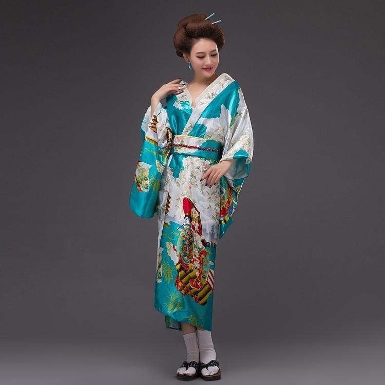 Women’s Japanese Aqua Kimono - Taakoizuburuu One Size