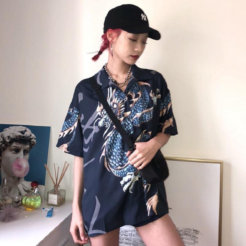 Women’s Japanese Dragon Shirt - Tatsu Blue / One Size