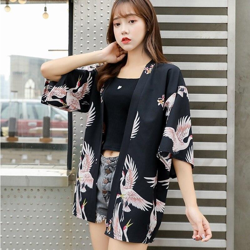 Womens Kimono Bird Print One Size