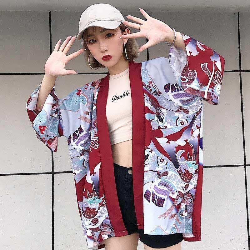 Women’s Kimono Haori - Red Color - One Size
