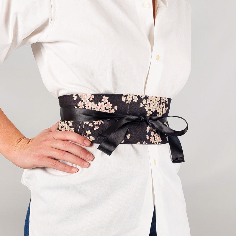 Women’s Obi Belt Black Sakura