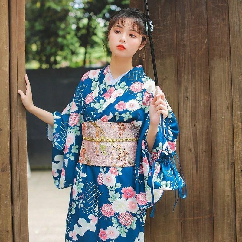 Japanese Oriental Elegant Spring Blossom Red Kimono Costume One Size  kimono10