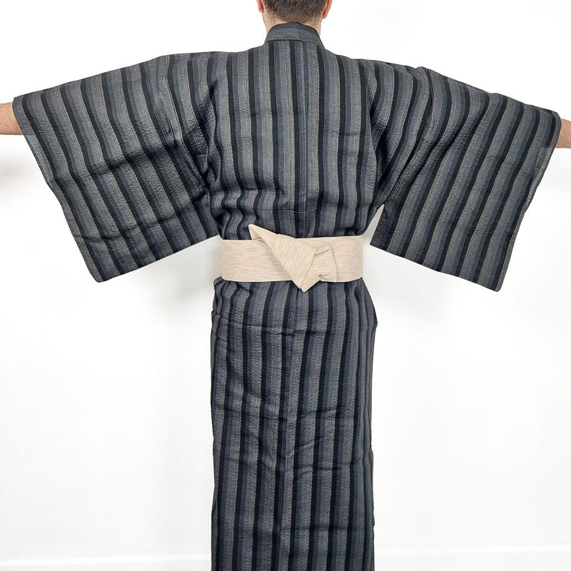 Striped Yukata - Black